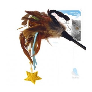 GiGwi Дразнилка для кошек со звездочкой, некрашеные перья