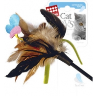 GiGwi Дразнилка для кошек с бабочкой и натуральными некрашеными перьями