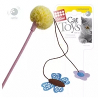 GiGwi Игрушка для кошек Дразнилка с бабочкой с текстильным помпоном