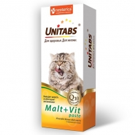 Unitabs Malt+Vit Паста для вывода шерсти у кошек, с таурином 148гр