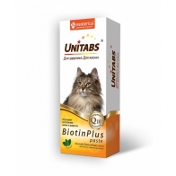 Unitabs BiotinPlus Паста для шерсти кошек, с биотином и таурином 120мл