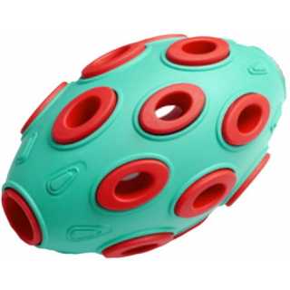 Homepet Silver Series Игрушка для собак мяч регби бирюзово-красный, каучук7,6*12см