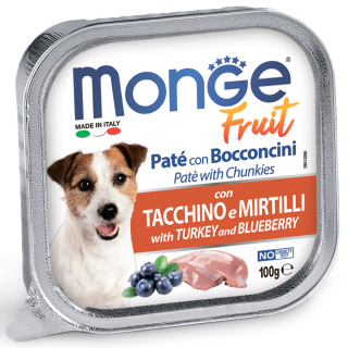 Monge Dog Fruit влажный корм для взрослых собак с индейкой и черникой, 100 г