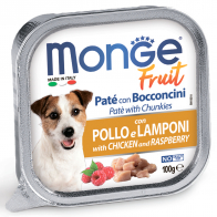 Monge Dog Fruit влажный корм для взрослых собак с курицей и малиной, 100 г