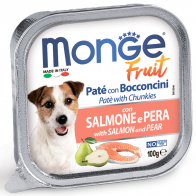 Monge Dog Fruit влажный корм для взрослых собак с лососем и грушей, 100 г 