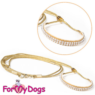 Ринговка для собак малых и средних пород, золотая с белыми кристаллами