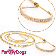 Ринговка для собак малых и средних пород, золотая с кристаллами шампань