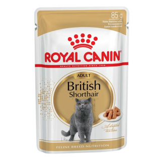 ROYAL CANIN British Shorthair Adult влажный корм для взрослых кошек британской короткошерстной породы, кусочки в соусе, 85 г