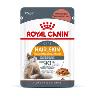 ROYAL CANIN Hair & Skin влажный корм для взрослых кошек для здоровья кожи и шерсти, кусочки в соусе, 85 г