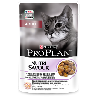 Pro Plan Nutri Savour Adult влажный корм для взрослых кошек, индейка в желе, 85 г 
