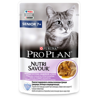 Pro Plan Nutri Savour Senior 7+ влажный корм для кошек старше 7 лет, индейка в соусе, 85 г