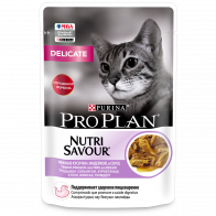 Pro Plan Nutri Savour Delicate влажный корм для кошек с чувствительным пищеварением, индейка в соусе, 85 г