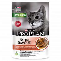 Pro Plan Nutri Savour Sterilised влажный корм для стерилизованных кошек, с говядиной в соусе, 85 г