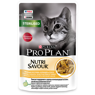 Pro Plan Nutri Savour Sterilised влажный корм для стерилизованных кошек, курица в соусе, 85 г 