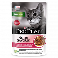 Pro Plan Nutri Savour Sterilised влажный корм для стерилизованных кошек, утка в соусе, 85 г 