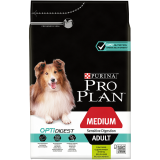 Pro Plan Optidigest cухой корм для собак средних пород с чувствительным пищеварением, с ягненком, 3 кг