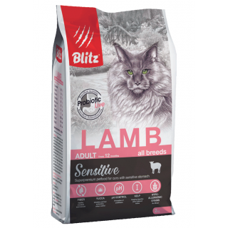 Blitz Sensitive Adult Cat сухой корм для взрослых кошек, с ягненком
