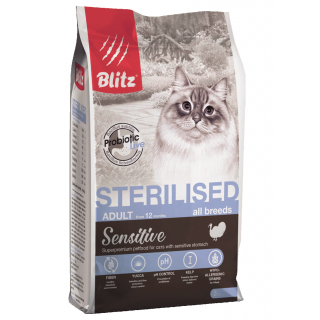 Blitz Sensitive Sterilised сухой корм для стерилизованных кошек, с индейкой