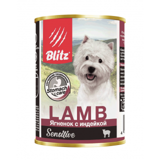 Blitz Sensitive Dog консервированный корм для собак всех пород и возрастов, ягненок с индейкой, 400 г