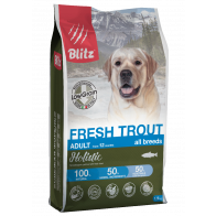 Blitz Holistic Adult Dog сухой низкозерновой корм для взрослых собак, свежая форель, 500 г