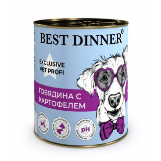 Best Dinner Vet Profi Urinary влажный корм для собак и щенков с 6 месяцев, профилактика МКБ, говядина с картофелем, 340 г
