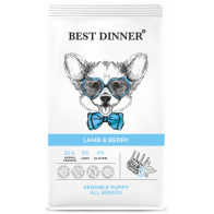 Best Dinner Puppy сухой корм для щенков с 1 месяца, беременных и кормящих собак, с ягненком и ягодами 1,5 кг