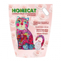 Homecat силикагелевый наполнитель для кошачьих туалетов с ароматом розы, 7,6 л