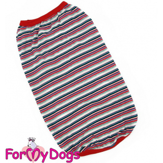 Футболка для собак средних пород ForMyDogs, красная с полосками, размер А2 
