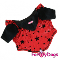 Трикотажная толстовка для собак небольших пород ForMyDogs с пайетками, черно-красная, размер 18/XL 