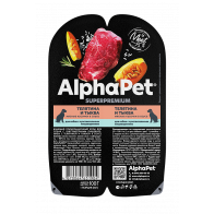 AlphaPet. Влажный корм для собак с чувствительным пищеварением, телятина и тыква, 100 г
