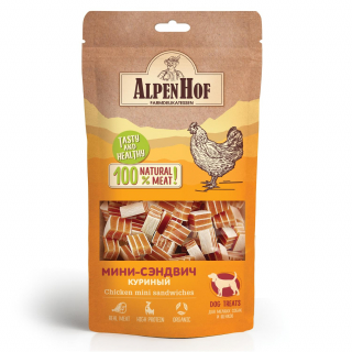 AlpenHof мини-сэндвич куриный для мелких собак и щенков, 50 г